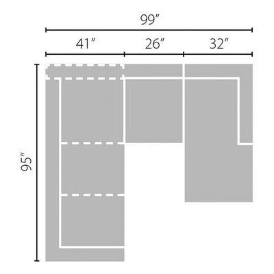 Layout E: Three Piece Sectional (Chaise Right Side) 95" x 99" x 67"
