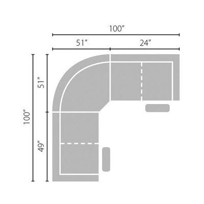 Layout A: Three Piece Power Reclining Sectional 100" x 100"