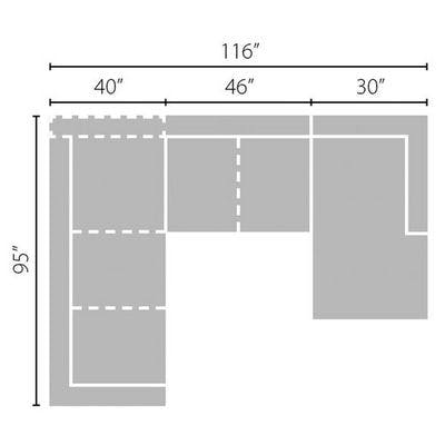 Layout E: Three Piece Sectional (Chaise Right Side) 95" x 116" x 65"