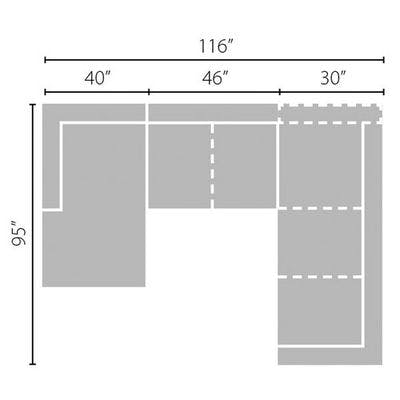 Layout F: Three Piece Sectional (Chaise Left Side) 65" x 116" x 95: