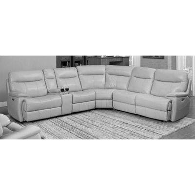 Parker Living Dylan Crème Leather 6pc Reclining Sectional with Power Headrests