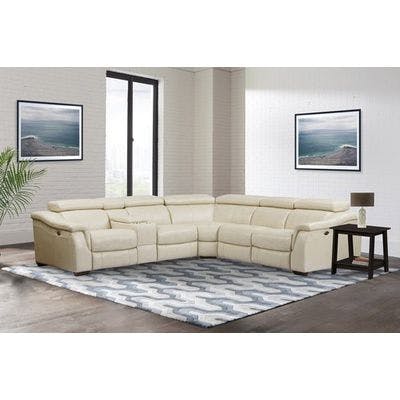 Parker Living Newton Oatmeal 6pc Leather Power Reclining Sectional