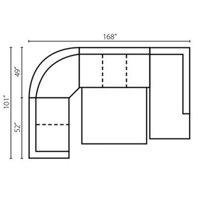 Layout C:  Four Piece Queen Size Sleeper Sectional 101" x 68" x 87"
