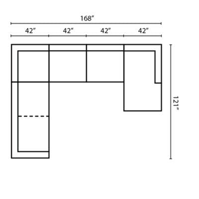 Layout B: Five Piece Sectional 121" x 168" x 65"