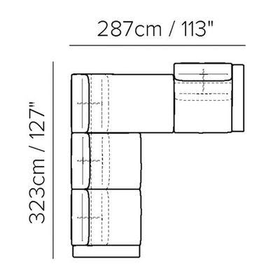 Layout H: Three Piece Sectional - 127" x 113"