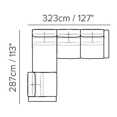 Layout I: Three Piece Sectional - 113" x 127"