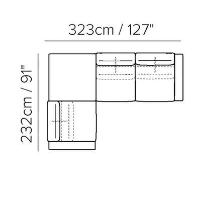 Layout E: Three Piece Sectional - 91" x 127"