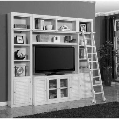 BOCA 5PC LIBRARY ENTERTAINMENT SPACE SAVER WALL SET IN COTTAGE WHITE