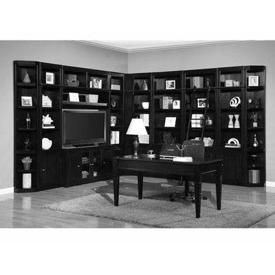 Boston 13 Piece Writing Desk with Full Library Entertainment Wall