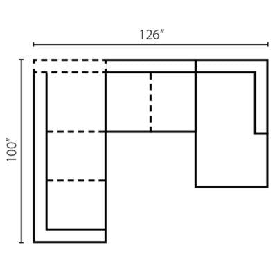 Layout A:  Three Piece Sectional 100" x 126" x 64"