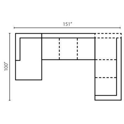 Layout D:  Three Piece Sectional 64" x 151" x 100"