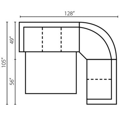 Layout A:  Three Piece Sleeper Sectional 128" x 105"