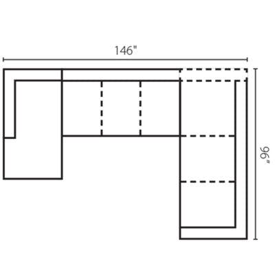 Layout E:  Three Piece Sectional 63" x 146" x 96"