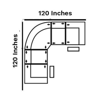 Layout A: Five Piece Reclining Sectional 120" x 120"