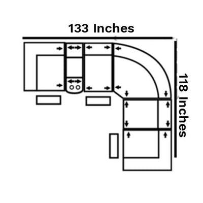 Layout C: Six Piece Reclining Sectional 133" x 118"