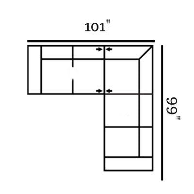 Layout F:  Two Piece Sectional 101" x 99"