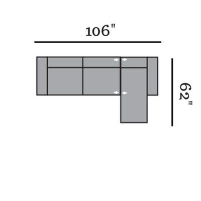 Layout D:  Two Piece Sectional 106" x 62"