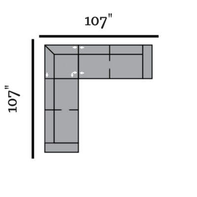 Layout E:  Three Piece Sectional 107" x 107"