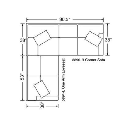 Layout D:  Two Piece Sectional: (91" x 90.5")