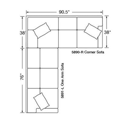 Layout B: Two Piece Sectional (114" x 90.5")