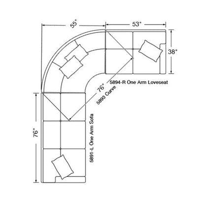 Layout F:  Three Piece Sectional (131" x 108") - Features Corner Curve