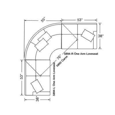 Layout G:  Three Piece Sectional (108" x 108") - Features Corner Curve