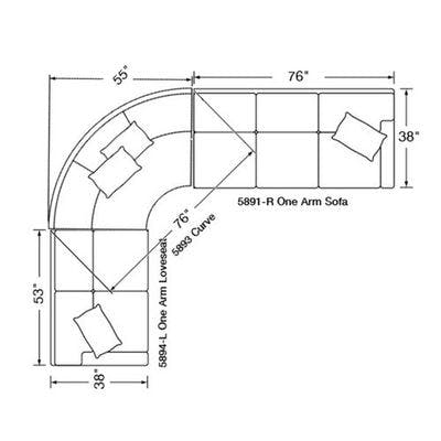 Layout H:  Three Piece Sectional (108" x 131") - Features Corner Curve