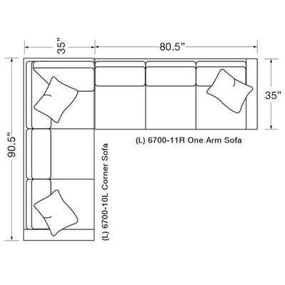 Layout A:  Two Piece Sectional (90.5" x 111")