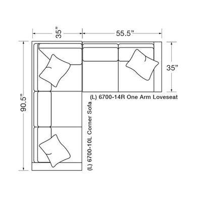 Layout B:  Two Piece Sectional (90.5" x 111")