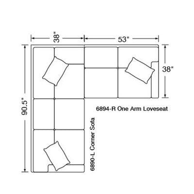 Layout B: Two Piece Sectional (90.5" x 91")