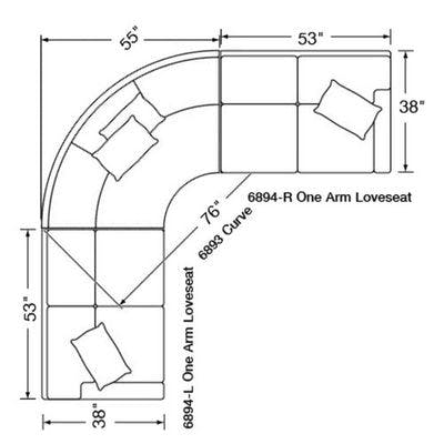 Layout E: Three Piece Sectional (108" x 108")
