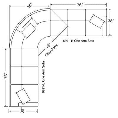 Layout G: Three Piece Sectional (131" x 131")