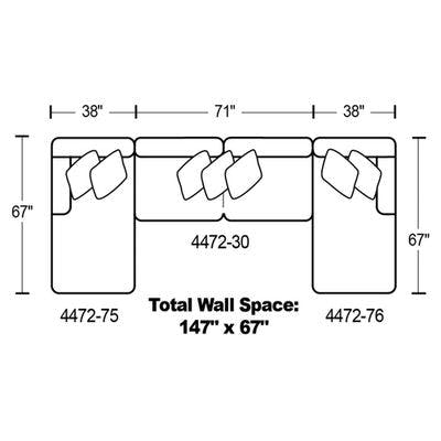 Layout H - Three Piece Sectional ( 67" x 147" x 67")