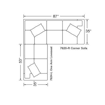 Layout A: Two Piece Sectional (88" x 87")