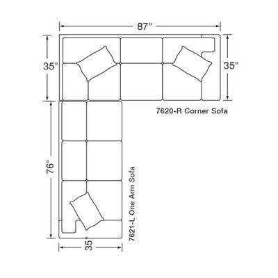 Layout B: Two Piece Sectional (111" x 87")