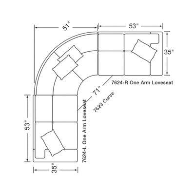 Layout E:  Three Piece Sectional (104" x 104")