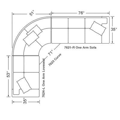 Layout G:  Three Piece Sectional (104" x 127")