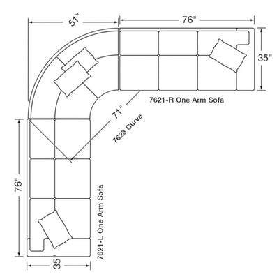 Layout H:  Three Piece Sectional (127" x 127")