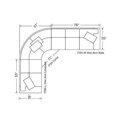 Layout E:  Three Piece Sectional (104" x 127")