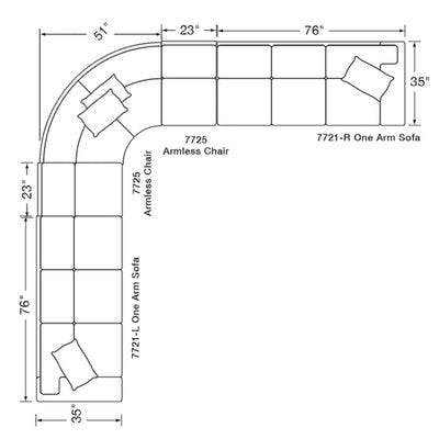 Layout I:  Five Piece Sectional (150" x 150")