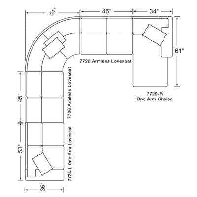 Layout N:  Five Piece Sectional (149" x 130"
