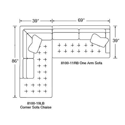 Layout A: Two Piece Sectional (Chaise Left Side) 86" x 108"