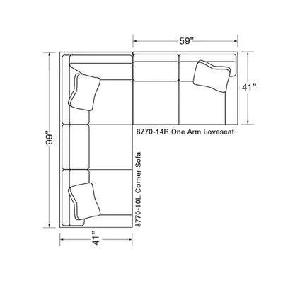 Layout A:  Two Piece Sectional (99" x 100")