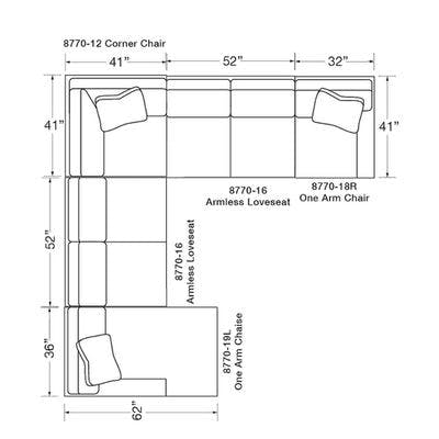 Layout H: Five Piece Sectional (124" x 120") Chaise Left Side
