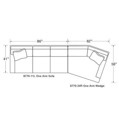 Layout N: Two Piece Sectional (121" x 56")