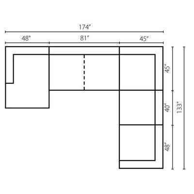 Layout F:  Five Piece Sectional (Chaise Left Side) 174" x 133"