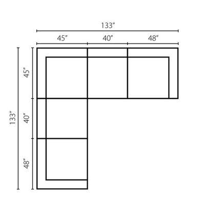 Layout G:  Five Piece Sectional - 133" x 133"