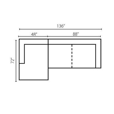 Layout A: Two Piece Sectional (Chaise Left Side) 72" x 136"