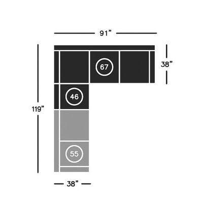 Layout B:  Two Piece Sectional (119" x 91")