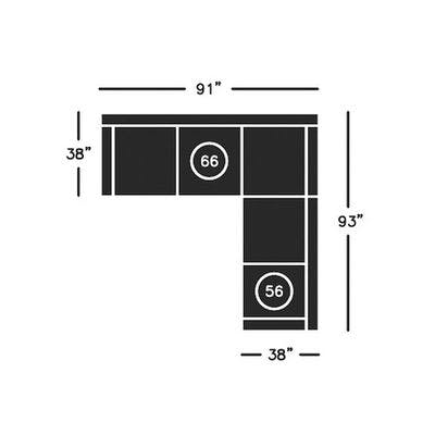 Layout C:  Two Piece Sectional (91" x 93")